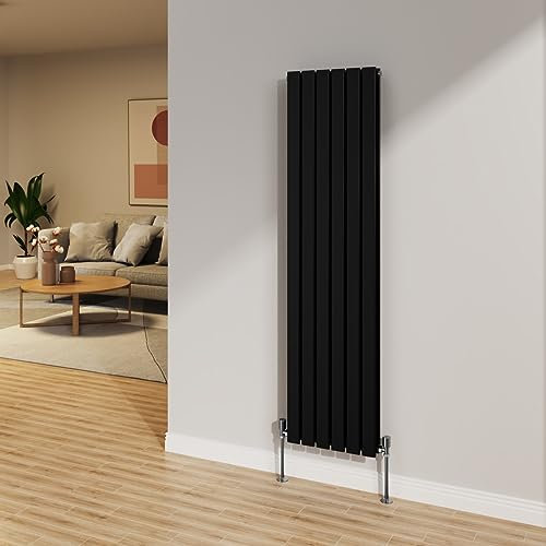 NRG 1600x408mm Black Radiator Vertical Flat Panel Bathroom Designer Double Rad Central Heating
