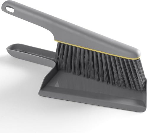 Lumkew Small Broom and Dustpan Set, Hand Mini Dust-Pan and Brush, Handheld Portable Compact, 1 Piece, Gray