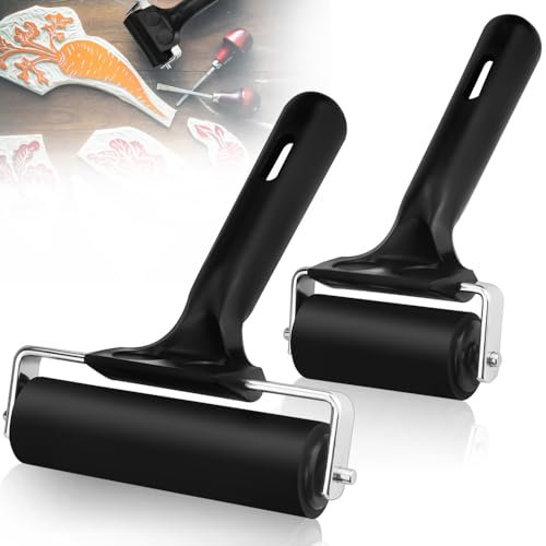 ADERTOS 2 PCS Rodillo de Goma para Estampar 10cm/6cm Rodillo Grabado Rodillo Tinta Rodillo Pintura Pequeño Rodillo de Caucho Rodillo de Goma Presionador Rodillo Brayer para Impresión Pintura Grabados