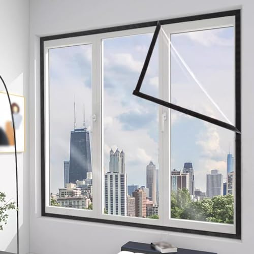 Draught Excluder Window Insulation Film Kits,Secondary Glazing Kit,Transparent Insulating Foil,Window Cold Blocker,Window Shrink Film Cover,for Winter Keep Cold Out (51x87)