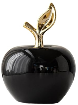 JISADER Statuetta di Mele in Ceramica, Regali con Statue di Mele, Ornamento da Tavolo, Scultura di Frutta per la Decorazione dell'ufficio, del Soggiorno, Nero, Grande