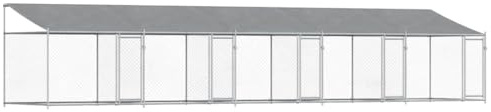vidaXL Hundezwinger mit Dach und Türen Grau 10x2x2 m Verzinkter Stahl