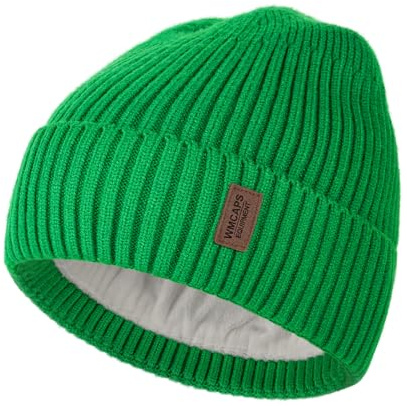 Wmcaps Mütze Herren Winter, Thermo Strickmützen für Herren, Warme Fleece Laufmütze Beanie Damen Herrenmütze Winter, Winddichte Wintermütze Männer Gefütterte und Gepolsterte Unisex-Mütze(Grün)