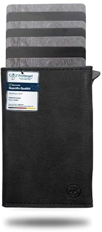 EB Essentialbag ESSENTIALBAG Smart Wallet mit Münzfach, bis 10 Karten - Kompaktes Karten Portemonnaie mit Magnetverschluss Herren, Damen - Slim Wallet veganes Leder, sofortiger Kartenzugriff - RFID