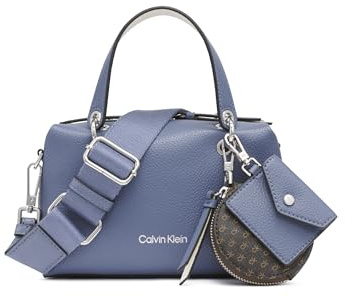 Calvin Klein Damen Cali Mini Satchel Crossbody, Folkstone Grey/Cherub White