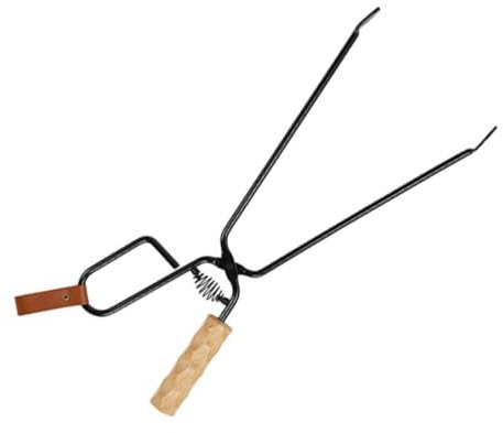 Yardwe Pinzas para de Barbacoa Mango Largo Hierro y Madera Antiescaldaduras para Camping y Asados Resistentes a Altas