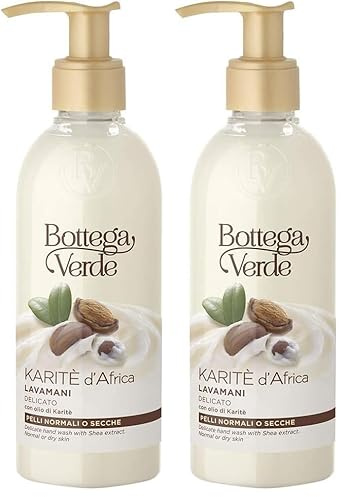 Bottega Verde - Karite d'Africa - Lavamani delicato - con olio di Karite (250 ml) - pelli normali o secche (Confezione da 2)