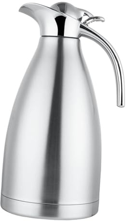 PUXZYAX Caraffa termica per caffè efficiente con coperchio, brocca isolata sottovuoto che assicura che il caffè caldo rimanga caldo per tutto il giorno, caraffa termica in, Argento, 2 litri