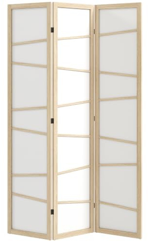 HOMCOM 3 Panel Room Divider with Solid Wood Frame, Folding, Natural | Privacy Screen, Freestanding Wall Partition Separator, for Bedroom