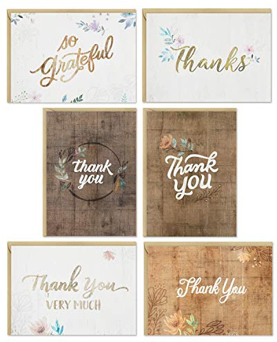 Hallmark Thank You Cards Assortment, Rustic Flowers (48 Thank You Notes with Envelopes)