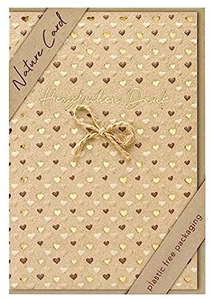 bsb - Dankeskarte mit Herz-Motiv - Nature Card - Nachhaltige Grußkarten - Karten mit Umschlag - Geschenk beste Freundin oder Freund - Karte Liebe & Freundschaft 11,5 x 17 cm