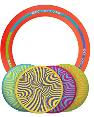 Waboba Backnine, Nomadic Disc Golf/Frisbee Throwing Flying Target Game, Portable Outdoor Garden Beach Set with 4 Wingman Discs, 1 Ring, Score Card & Carry Case, One Size - 285 x 285 x 5mm