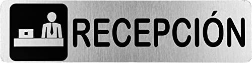 Becral® - Señal de acero inoxidable RECEPCION | Placa puerta | Señal informativa | Cartel Puerta 200X50mm (ref.RD707085)