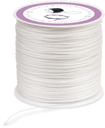 Ramlur 116 Yards Waxed Cord 0.5 mm Beading Thread Bracelet Cord | White Waxed Cord for Jewellery Making Bracelet String Waxed Thread for Bracelets Bead Thread for Bracelet Necklaces