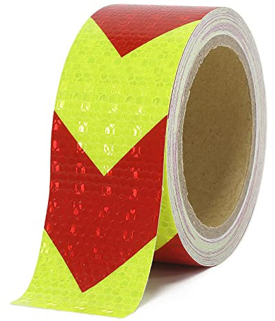 XFXIA Reflektierendes Klebeband Rot Gelb 10m x 5cm Wasserdicht Reflektorband Selbstklebend Warnklebeband Sicherheitsband-Conspicuous Warning Tape für Fahrzeuge,Autos,Anhänger,Draussen