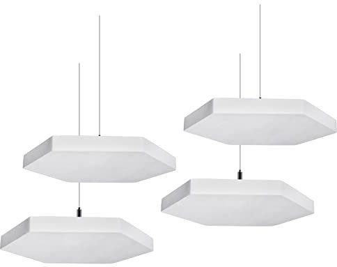 TroyStudio Lot de 4 Panneaux acoustiques de Plafond à Suspendre en Fibre de Verre épais pour Bureau, cinéma Maison, Studio d'enregistrement - 36,6 x 30,5 x 3,0 cm - (Hexagon)