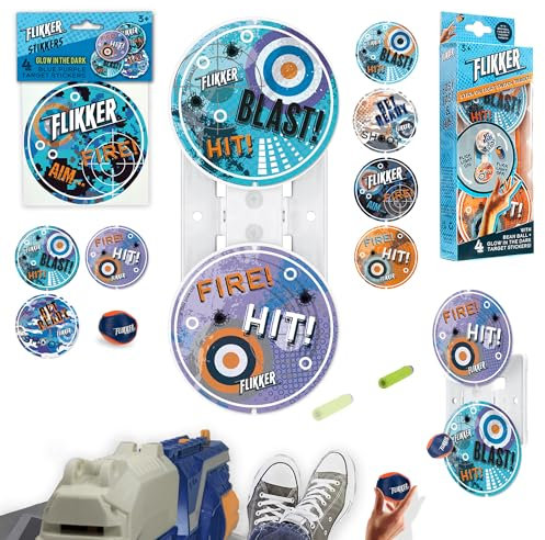 Flikker Nerf Shooting Ball Throwing Target Game - Fun Birthday Present + Novelty Stocking Filler Gift for Boy Girl Kids Teens - Indoor Target Toy Gadget - Genius Gift Idea for Nerf Fans
