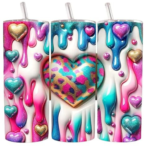Valentine Hearts Tumbler Sublimation Wrap - Ready to Press Sublimation Transfer - 20 oz Straight, Valentine's Day Transfer, Valentine Wrap