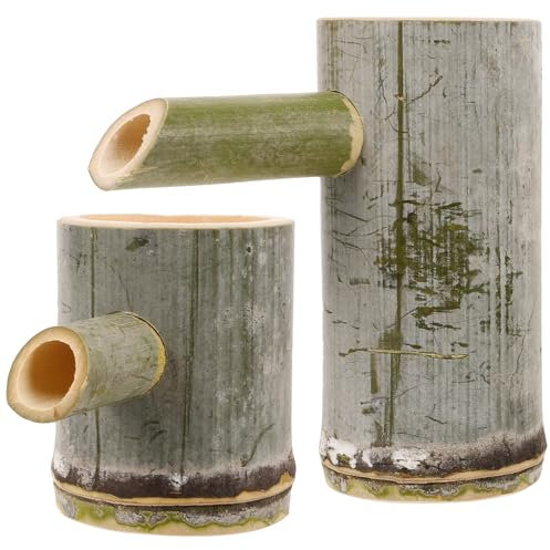 TOVINANNA 2 Pièces Fontaine en Bambou Fontaine De Terrasse Fontaine Cascade Fontaine De Jardin Zen Fontaine à Eau Extérieure Fontaine à Eau De Jardin Pompe à Eau en Bambou Manuel Buse