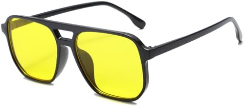 Long Keeper Gafas de Sol Piloto Hombre Mujer, Gafas de Sol Cuadradas Retro Gafas Piloto Vintage Marco Cuadrado Protección UV400, 51mm