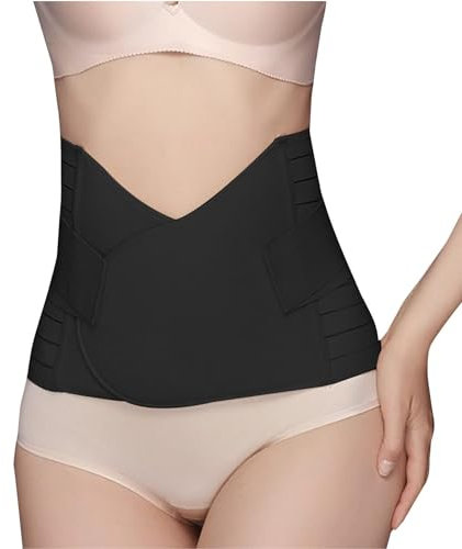 Narunii Waist Trainer Corset,Body Shaper Bauchgurt nach Geburt Postpartale Bauchband,Taille Trimmer Bauchgürtel Corset Recovery Postpartum (Schwarz, M)