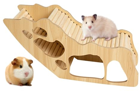 POHOVE Wooden Hamster Hideout, Hamster House, Toys Bridge and Hideout for Chinchilla Rat Gerbils