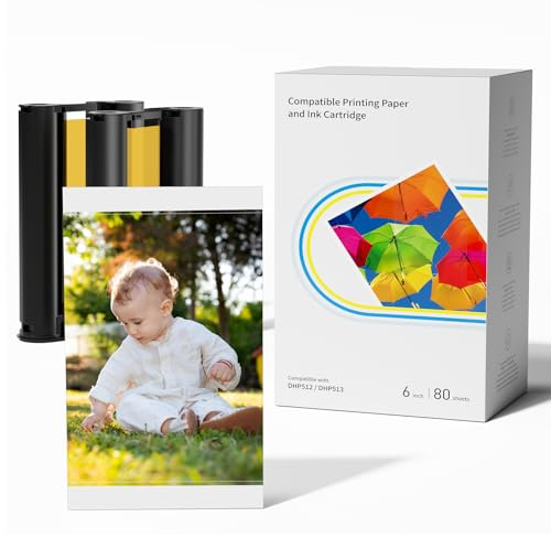 Compatible avec Liene Amber M100/M200/M110/M210 4x6 Papier, 80 Papiers Photo et 2 Cartouches d'encre, 10x15cm Papier pour Amber Imprimante par Sublimation Thermique, Imperméable/Antioxydant