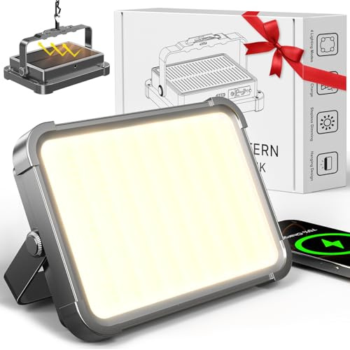 Lámpara de Camping Solar con Powerbank 26800mAh - Gran Autonomía, Linterna de Camping Recargable USB IP65 Impermeable, 4 Modos de Luz LED para Tienda de Campaña, Senderismo, Pesca & Apagones