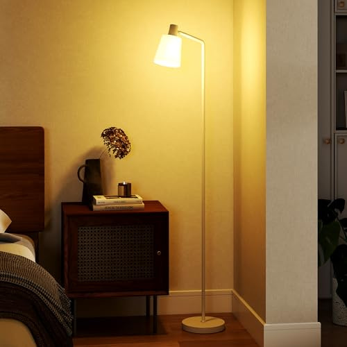 HOMCOM Lámpara de Pie LED Regulable, Lámpara de Pie Salón Moderna con Pantalla Giratoria 350°, 3 Temperaturas de Color 3000K/4000K/6500K y Bombilla E27, para Dormitorio, Oficina, Blanco