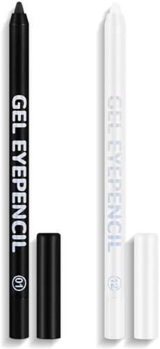 Black+White Matte Gel Eyeliner Pencil,Waterproof Long-Lasting&Smudge-Proof,Multi-Use Eyeliner Pen with Soft Creamy Formula for Smooth Application,Face&Eyes Paint Stick for Mature Women,All Day Wear