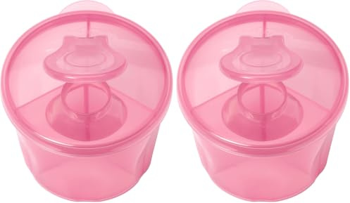 Dr. Brown's Baby Milk Powder Dispenser with Snap-On Lid for On-the-Go Feedings, Pink (Pack of 2)