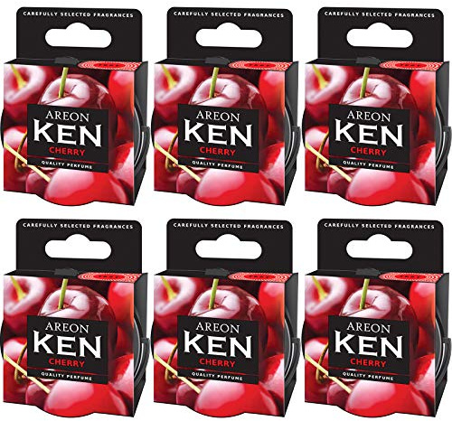 AREON Ken Auto Duft Cherry Lufterfrischer Kirsche Dose Autoduft Duftdose Wohnung Erfrischer 3D Set Pack x 6