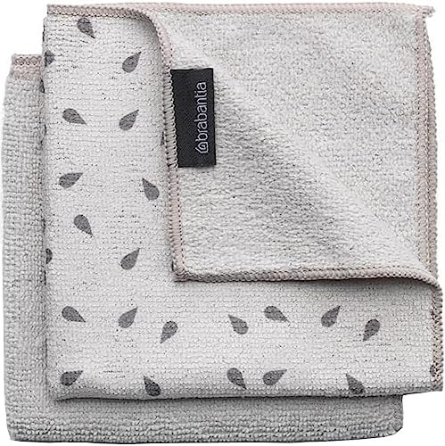 Brabantia Microfiber Chiffon de nettoyage (ensemble de 2), gris clair, 30 x 30 x 0,5 cm