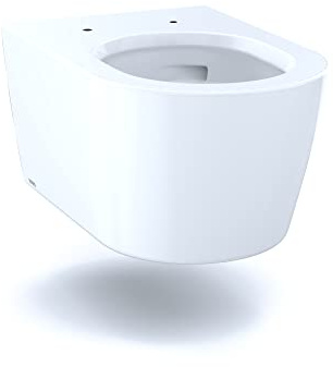 TOTO RP Wall-Hung Contemporary D-Shape Dual Flush 1.28 and 0.9 GPF Toilet with CEFIONTECT, Cotton White - CT447CFG#01