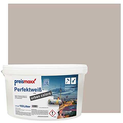 Preismaxx Perfektweiß urban colors, bunte Wandfarbe, braun, cappuccino 10L, Innenfarbe, hohe Deckkraft Klasse 2, matt