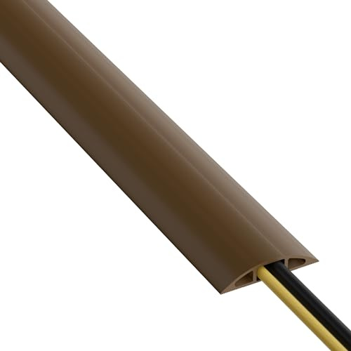 D-Line 6ft Floor Cord Cover, Cable Protector, Hide Extension Cords, Protect Cords, Prevent Cable Trips, Heavy Duty Cord Hider - Cable Cavity = 0.63 (W) x 0.31 (H) - Brown