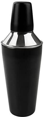 Fackelmann 49766 Shaker noir en acier inoxydable, Mélangeur à cocktail en inox 750mL, Noir, Argenté, Acier inoxydable, 26x9cm