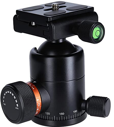 Rollei Cabezal de Bola de trípode para trípode C6i, Cabezal de trípode Profesional de 360 Grados con fricción, Capacidad de Carga de 12 kg y 3 Niveles de Burbuja. Incluye Placa de liberación rápida