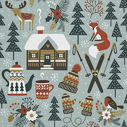 HEKO PANELS Stoff Oxford Wasserdichte Meterware Canvas-Stoff Polyester Stoff Zum Nähen Nähstoffe Möbelstoffe Dekostoffe Handwerken Wasserabweisend Blickdicht Winter 1 Meter 155 x 100 cm