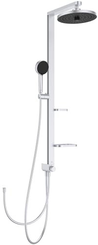 Ideal Standard Ceratwist Alu+ Duschsystem, Hergestellt aus 84% recyceltem Aluminium, Wassersparende Brause mit variablen Strahlarten – Silber (338x501x1104 mm)
