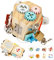 DKINY 13-in-1 Motorikwürfel Motorikspielzeug ab 1 Jahr Aktivitätswürfel Busy Activity Cube Montessori Lernspielzeug Aktivitäts Würfel Steckwürfel Busy Board Baby Holzspielzeug für Kinder ab 1 Jahr