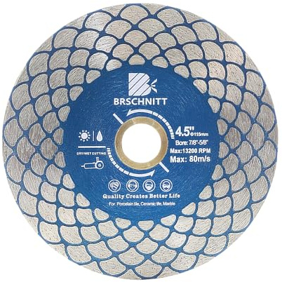 Lame de scie diamantée pour carrelage 115mm-BRSCHNITT Disque de coupe Découpage et ponçage de carreaux de porcelaine Granit Marbre Céramique Maçonnerie