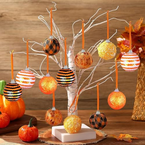Decorazione autunnale da appendere, 12 palline decorative autunnali, foglie d'acero, decorazione da appendere per albero e autunno, giorno del Ringraziamento, Halloween, interni ed esterni