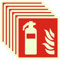 6 Piezas Señal Extintor, Señal Luminiscente Extintor 15x15cm, Señal Extintor Homologada Adhesiva, Señal de Extintor de Incendios, Cumple con ISO para Seguridad Contra Incendios