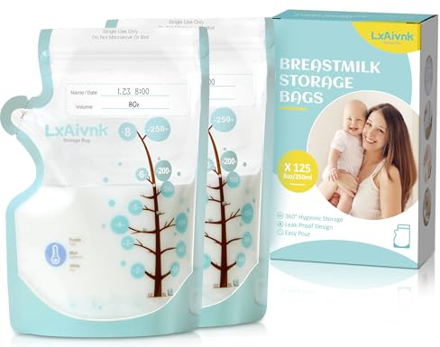 Muttermilch-Aufbewahrungstasche, 237 ml, 125 Stück, Muttermilch-Aufbewahrungsbeutel, Gefrierbeutel, kein Auslaufen, Milch, starkes dünnes Design, Muttermilchbeutel für Stillutensilien