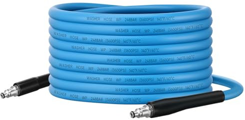 Ampvolts Manguera de Alta Presión 15M Anti-Torsión para Bosch AQT Aquatak – 250 Bar / 3600 PSI Manguera de Repuesto Flexible para Hidrolimpiadora Jet Wash, Conexión Rápida, Uso Todo Clima, Azul