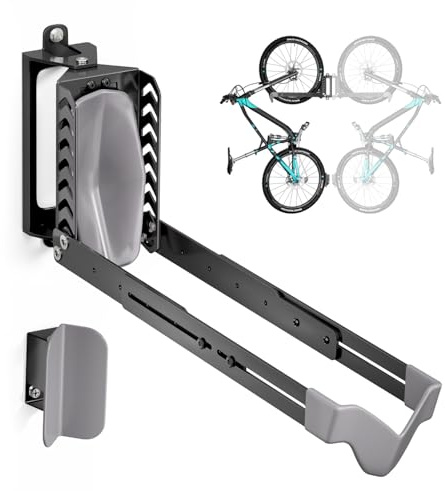 Swivel Bike Rack Wall Mount, Bike Hangers for Garage, Space-Saving Vertical Bike Holder, Holds up to 77 lbs, Bicycle Wall Hanger Storage, No Heavy Lifting Required Indoor Hanging Bike Rack-Gray