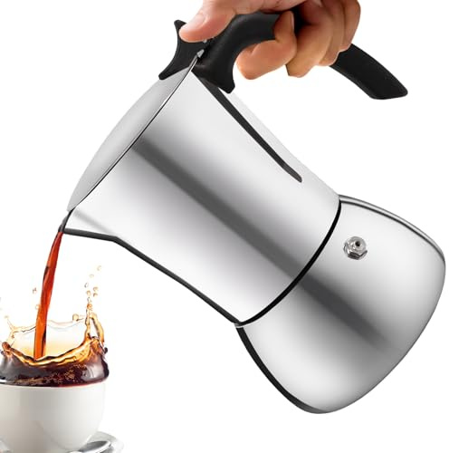Vaolvpant No Coating 9 Cup Thickened 304 Stainless Steel Moka Pot