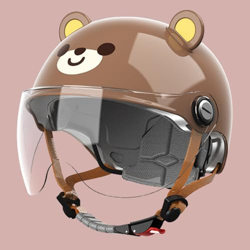 Casque De Moto Demi-Jet pour Enfants, Homologué ECE 22.06, Casque Ouvert avec Visière Solaire, Casque De Scooter pour Garçons Et Filles De 3 À 12 Ans B,48-55cm