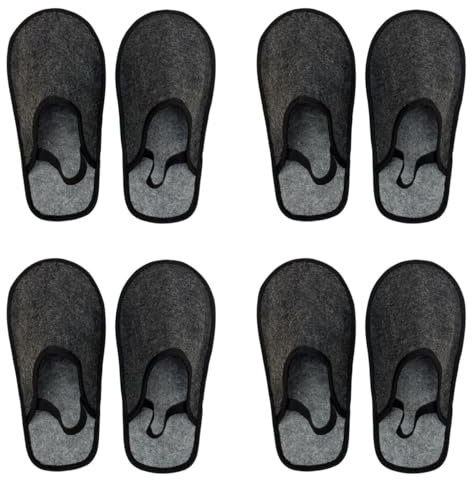 Xlabor 4 Pairs Felt museum slippers overshoes shoe covers overslippers for floor protection against dirt and scratches, craftsman slippers dark grey S (4-6 UK)